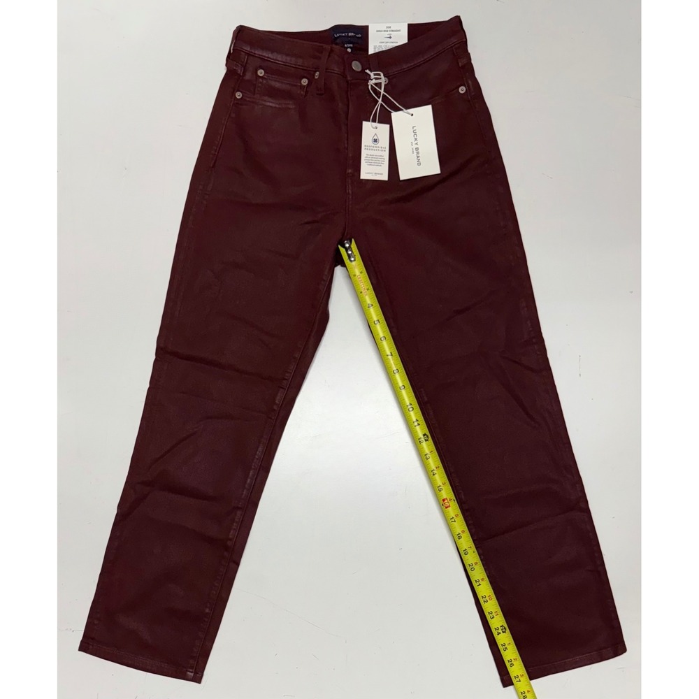 Lucky Brand Zoe High Rise Straight Leg Jeans Burgundy Wax Coated Women's 8 29R